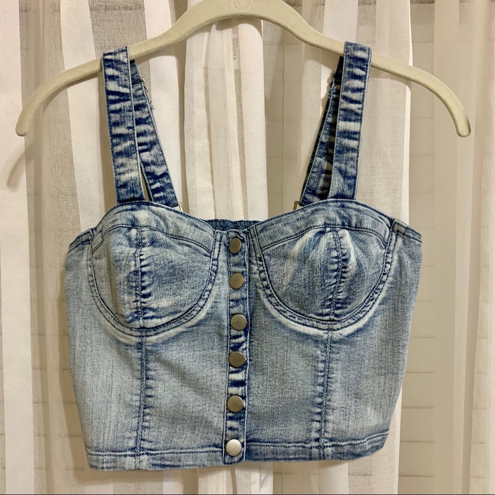 F21 Jean Crop Top
